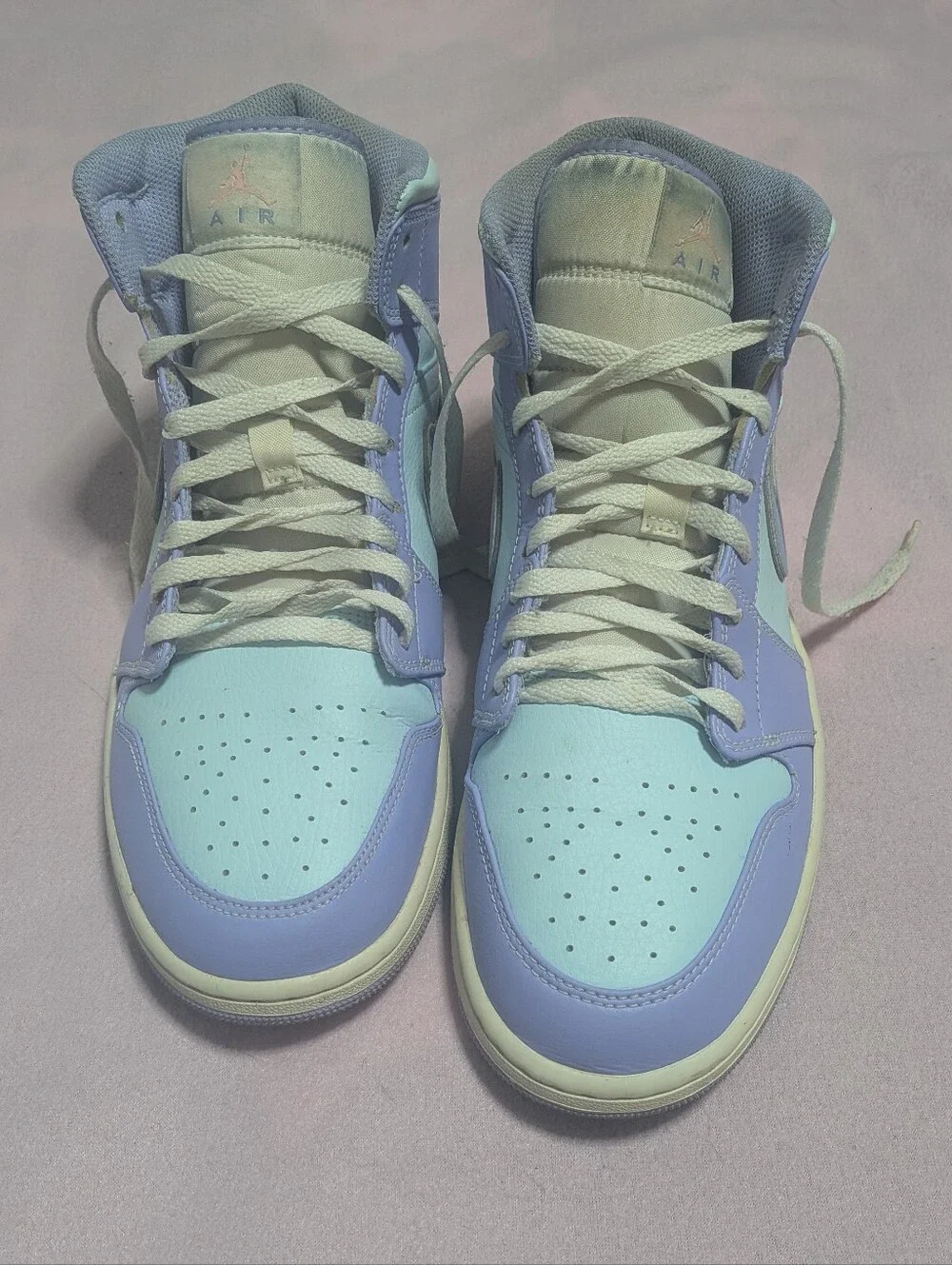 Jordan 1 Mid Sneakers in Light Blue & Lavender